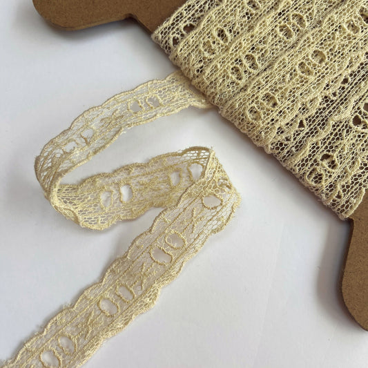 Cream Embroidered Eyelet Lace Trim - 22mm wide
