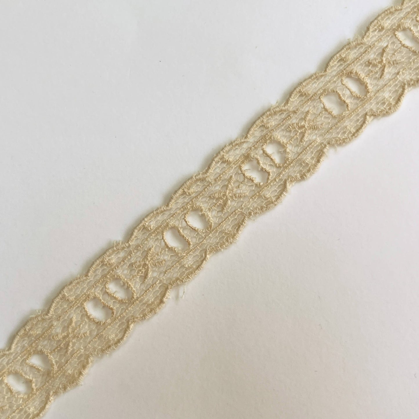 Cream Embroidered Eyelet Lace Trim - 22mm wide
