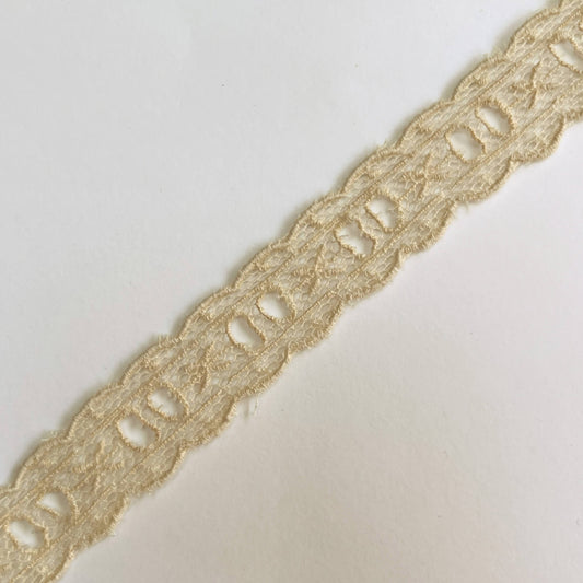 Cream Embroidered Eyelet Lace Trim - 22mm wide