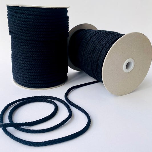 5mm Black Cotton Plaited Cord