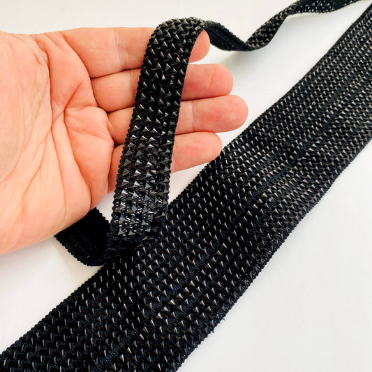 Black 3D Faceted knitted elastic