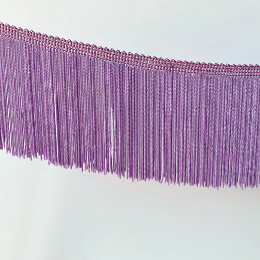 Frange coupée en rayonne douce et soyeuse lilas de 10 cm