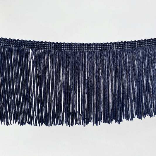 10cm Navy Silky Soft Rayon Cut Fringe