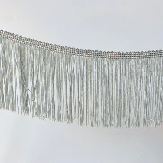 10cm Silver Grey Silky Soft Rayon Cut Fringe