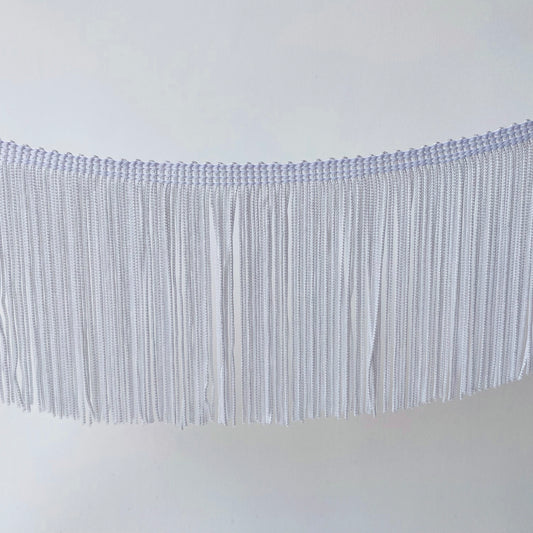 10cm White Silky Soft Rayon Cut Fringe