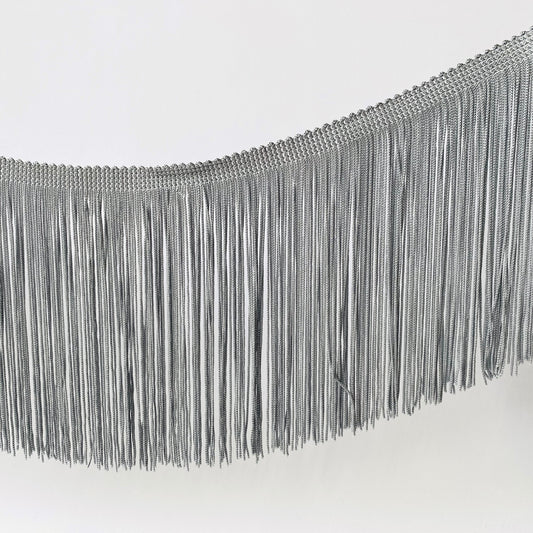 15cm Silver Grey Silky Soft Rayon Cut Fringe