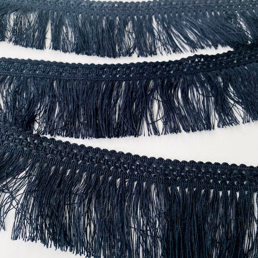 7cm Navy Braided Brush Fringe