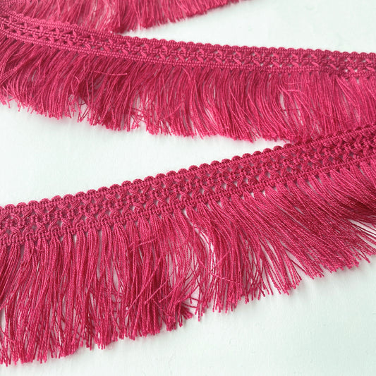 7cm Cerise Pink Braided Brush Fringe