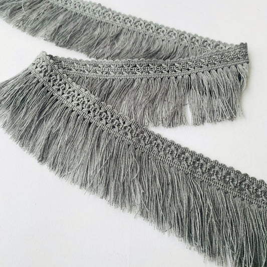 7cm Grey Braided Brush Fringe