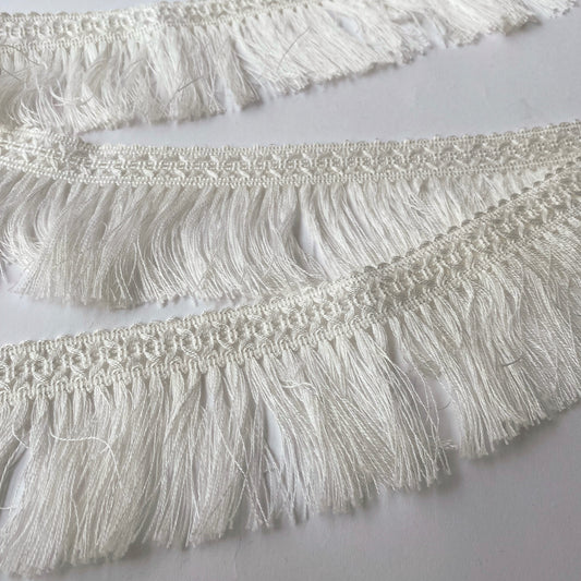 7cm White Braided Brush Fringe