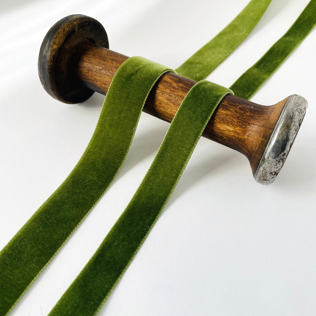 Olive green velvet ribbon