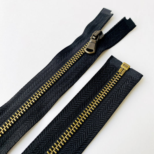 #5 Open End Antique Gold Metal Zip (90cm) by Lampo