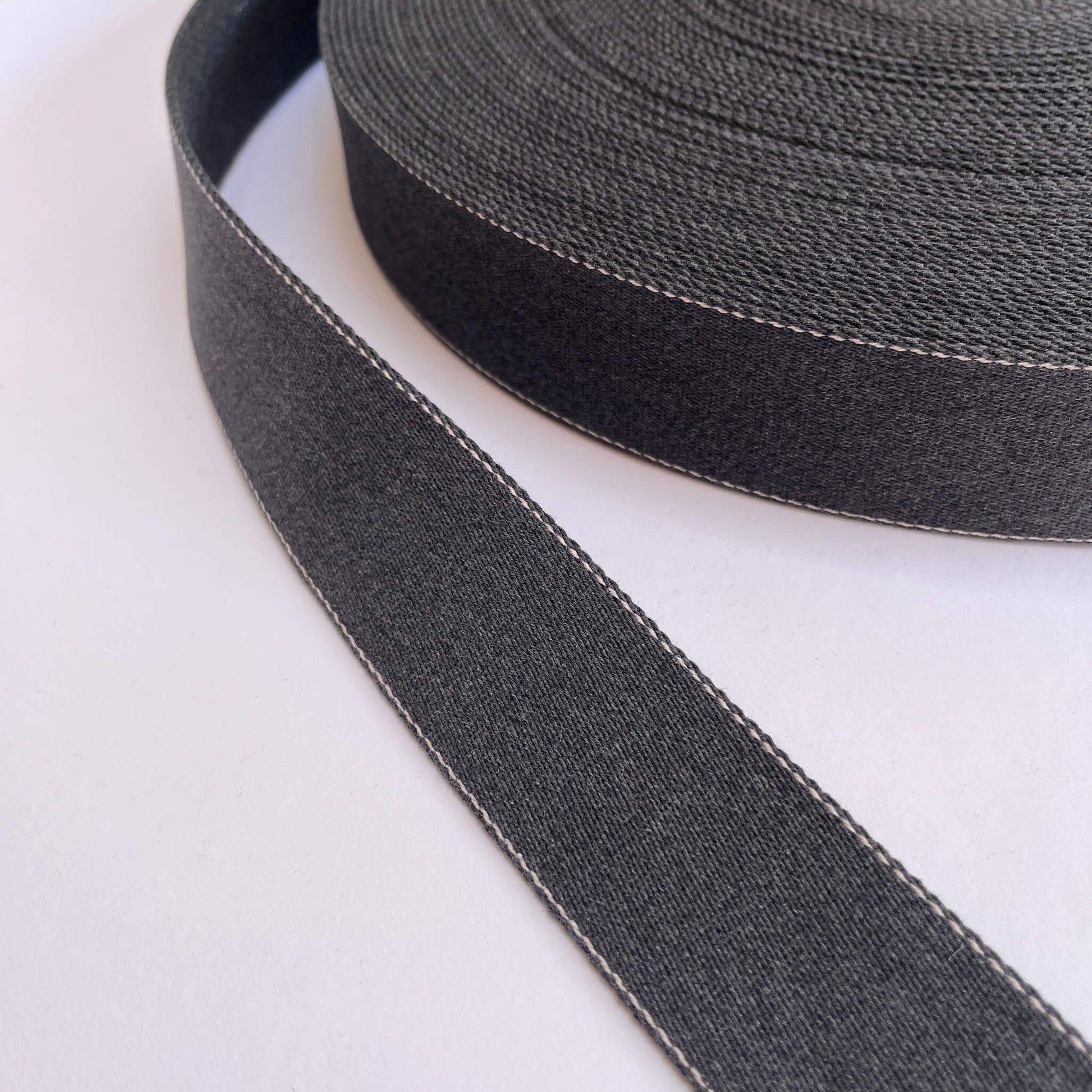 40mm recycled cotton webbing in dark grey