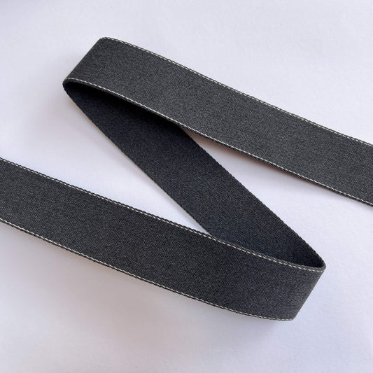 40mm recycled cotton webbing showing plain and stitched sides