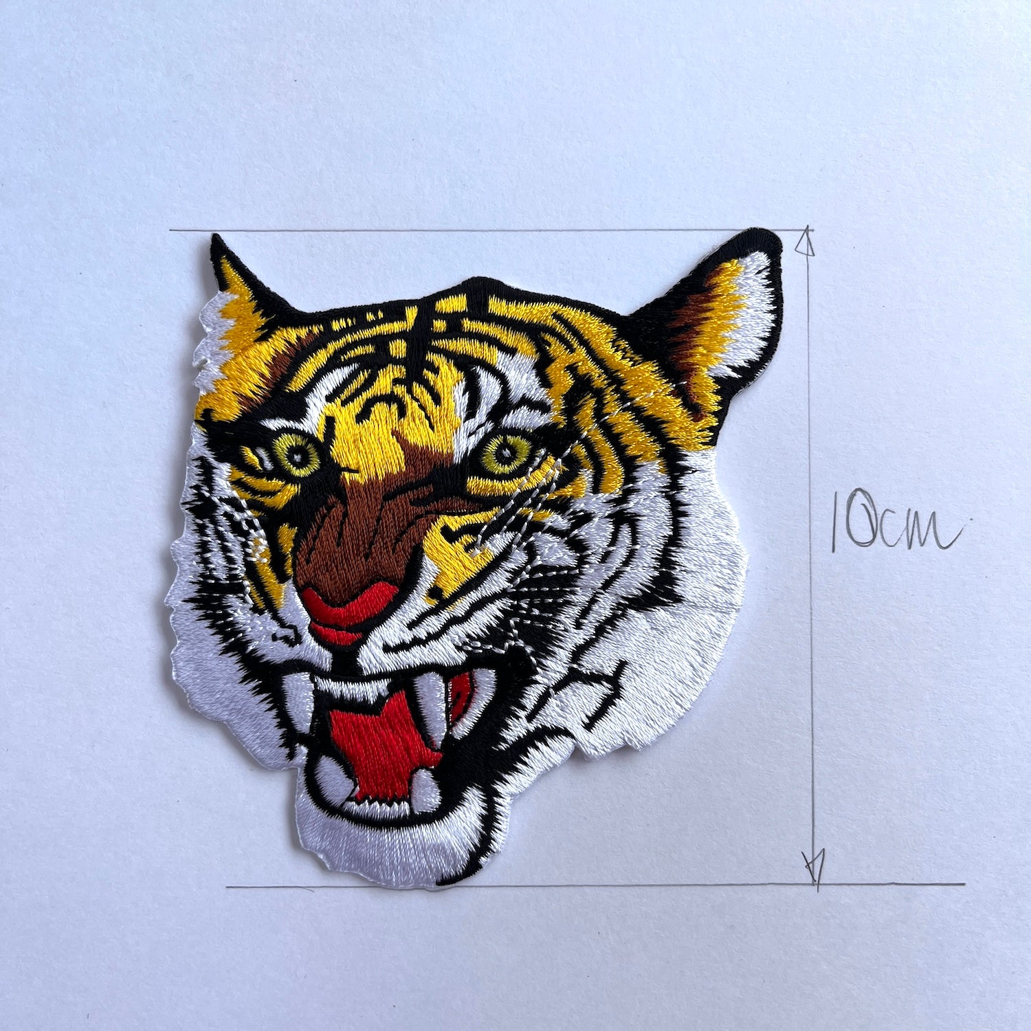 Large Embroidered Tiger Patch, roaring bengal tiger - Kleins Haberdashery