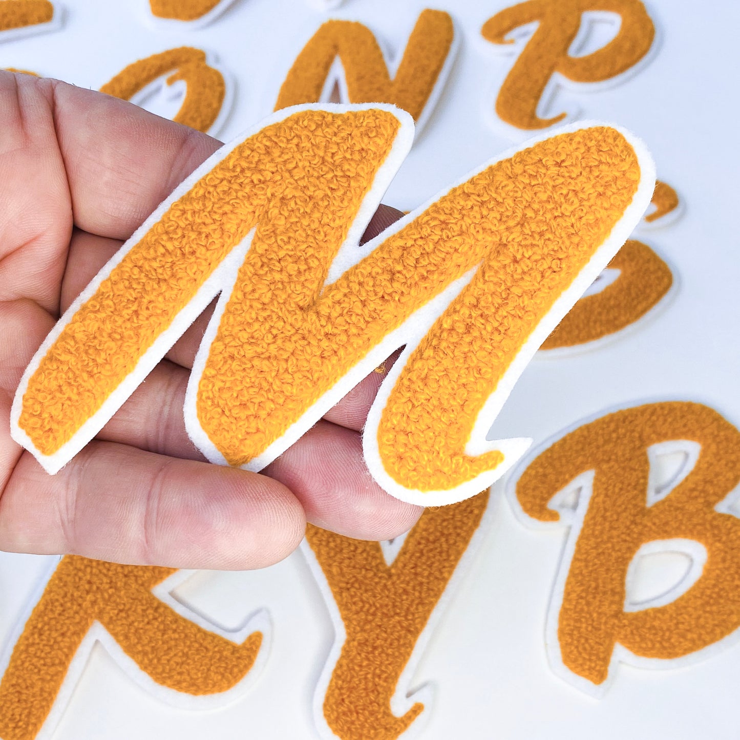 9cm Gold Chenille Iron On Patch letters