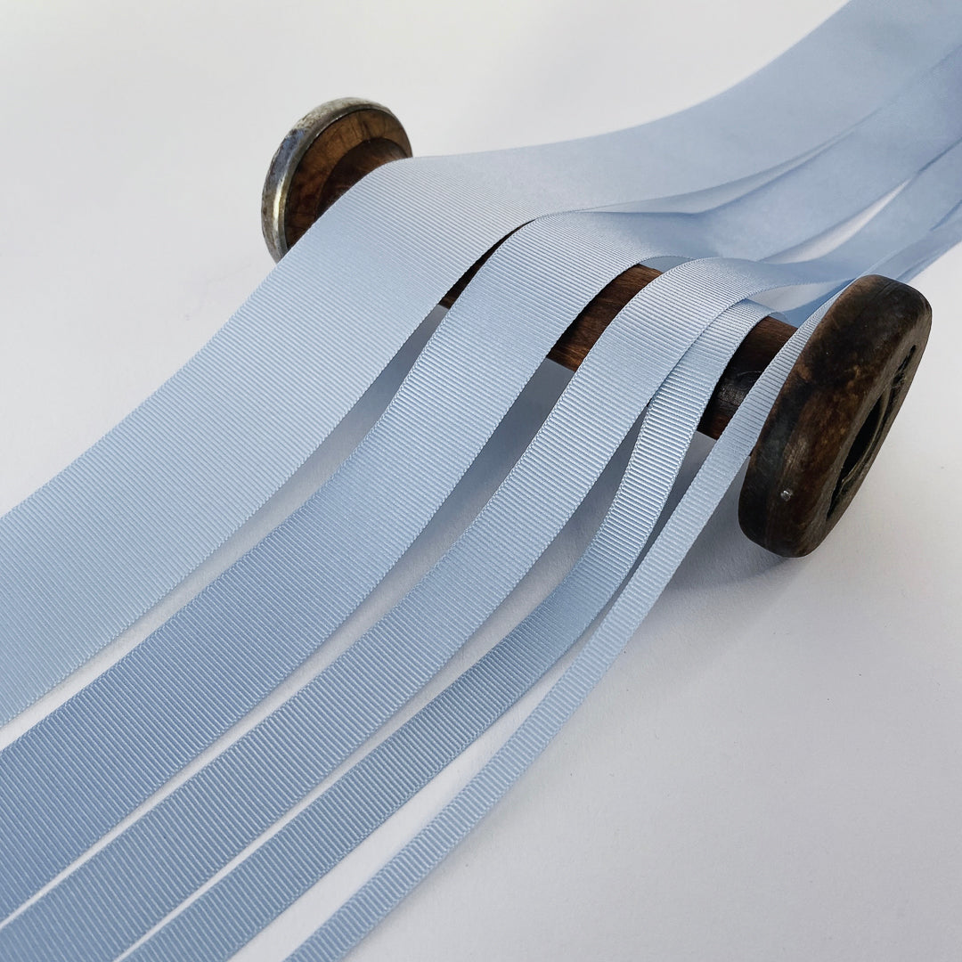Light Blue Ribbon Reed Light Blue Grosgrain Ribbon - 5 widths – Kleins Haberdashery