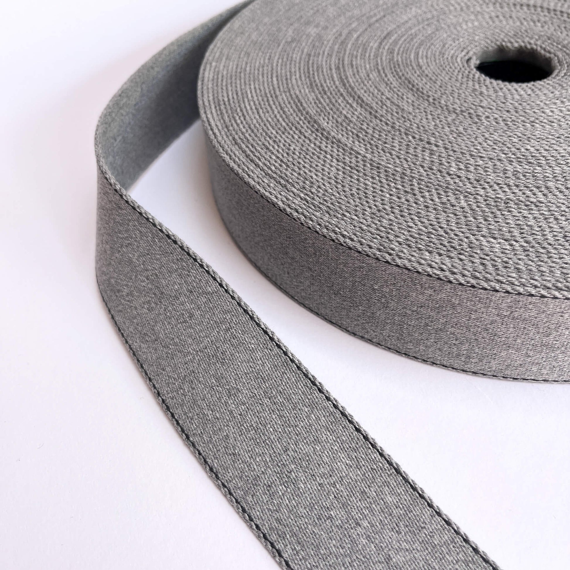40mm recycled cotton webbing in light grey