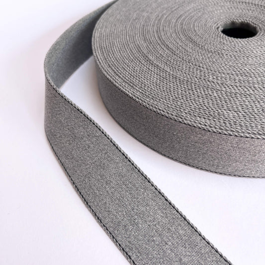 40mm recycled cotton webbing in light grey