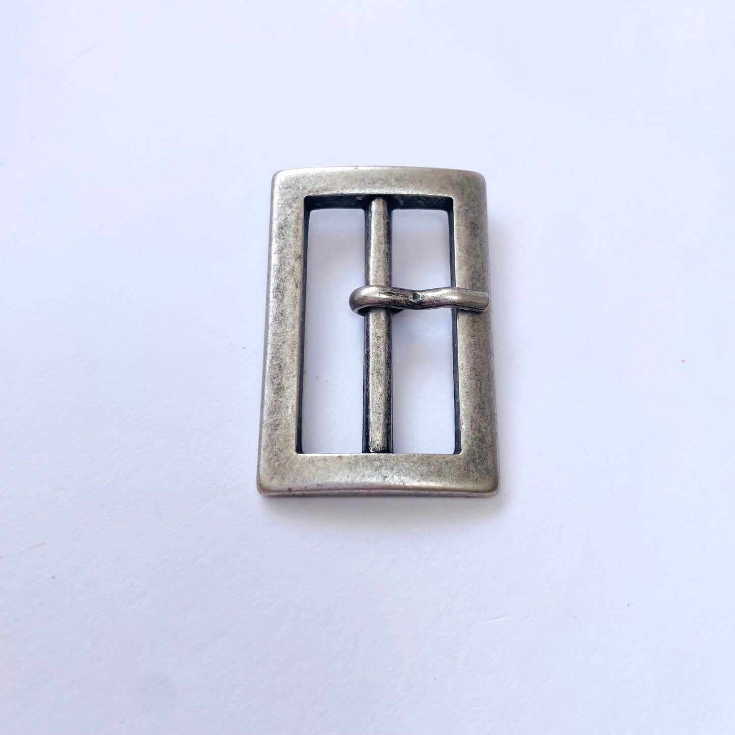 Matt Silver Rectangle Prong Buckle - 30mm-Silver belt buckle on a white background