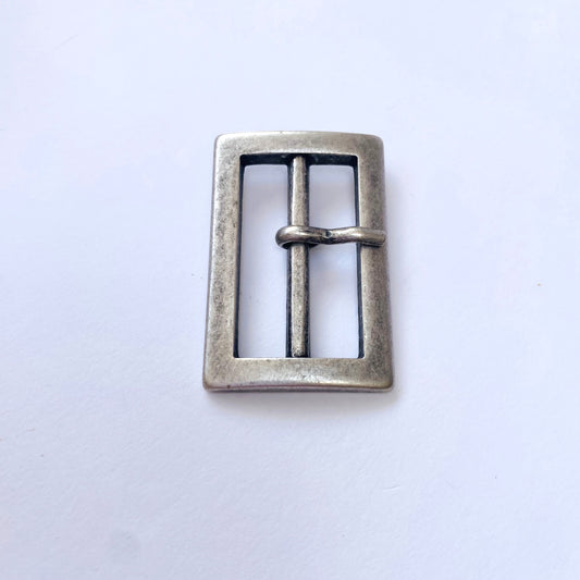 Matt Silver Rectangle Prong Buckle - 30mm-Silver belt buckle on a white background