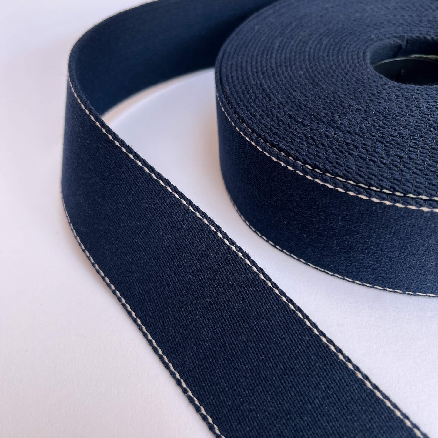 40mm recycled cotton webbing in navy