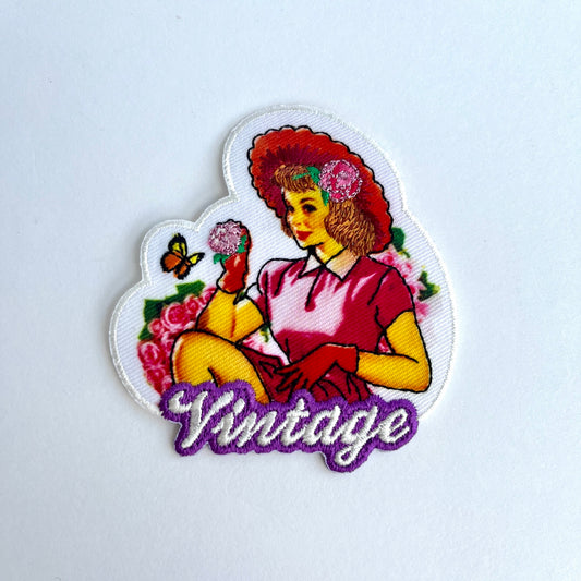 Pin-up bombshell girl embroidered patch - Vintage