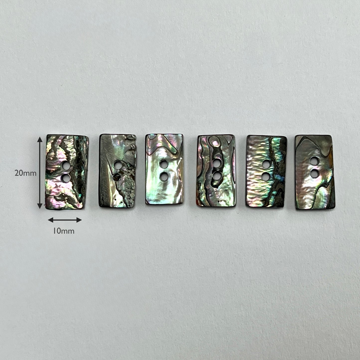 10 Rectangle Abalone Shell Buttons
