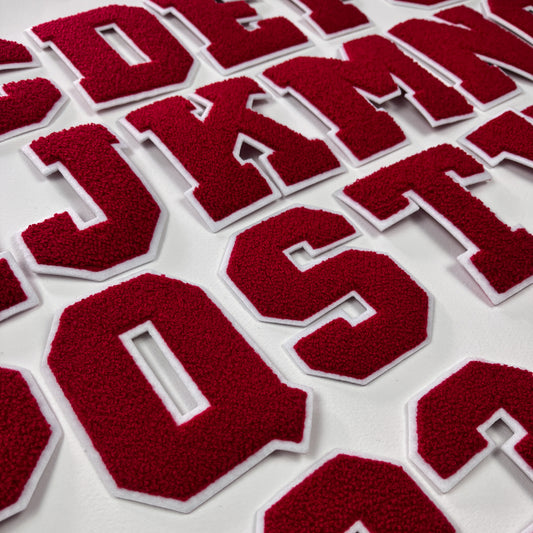 Red Chenille Iron On Varsity letters