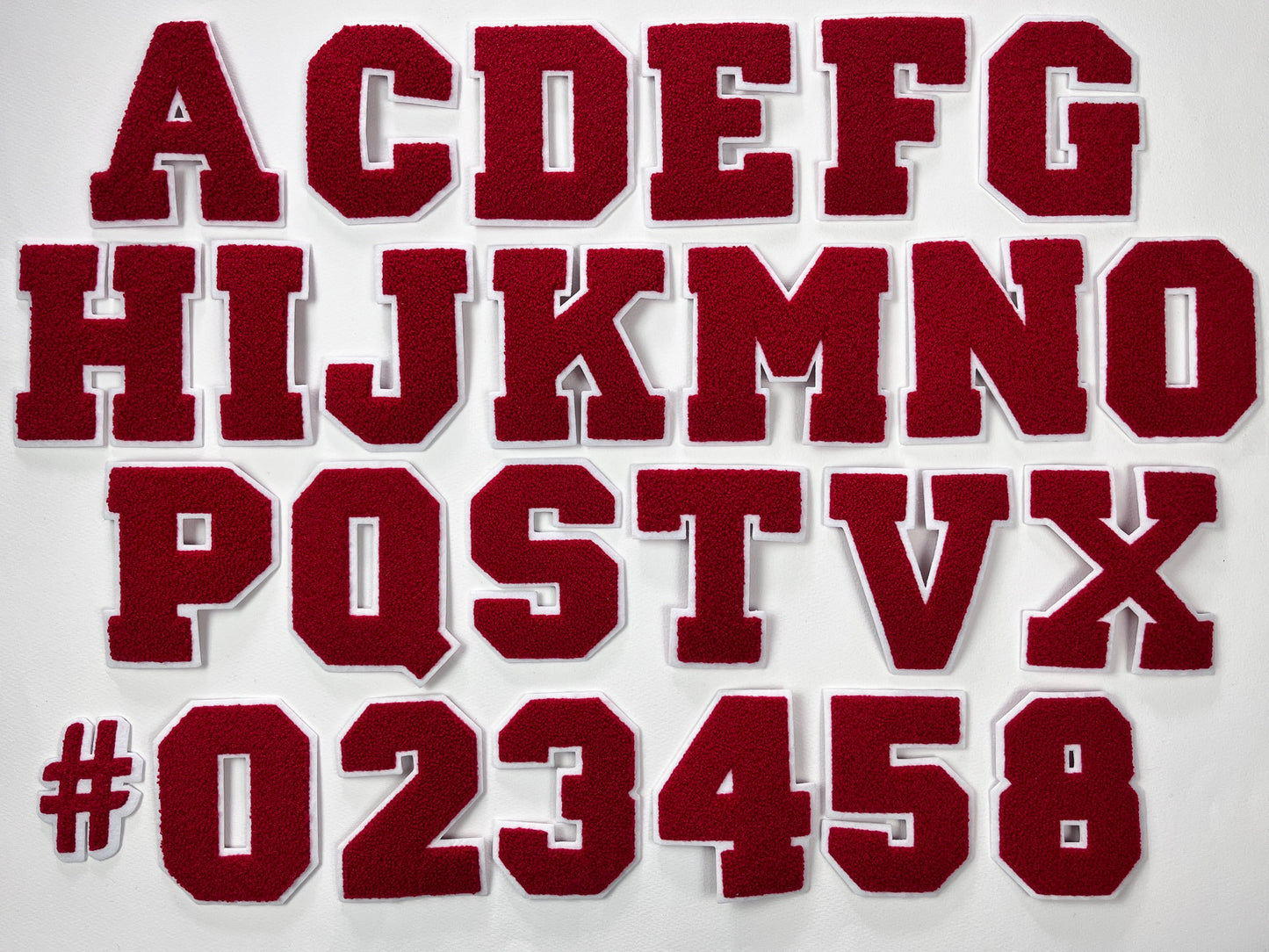 Red Chenille Iron On Varsity letters