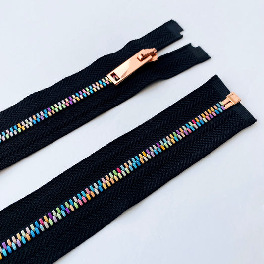 Rainbow pridezipper colour zipper with rose gold slider