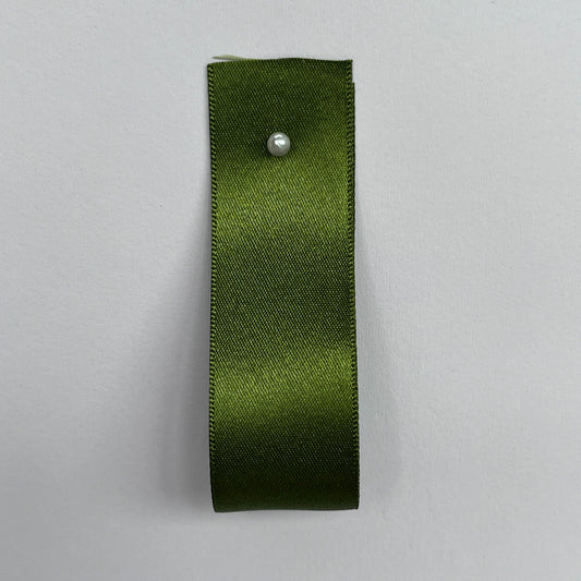 Bright Olive Green Satin Ribbon By Klein - 7 widths