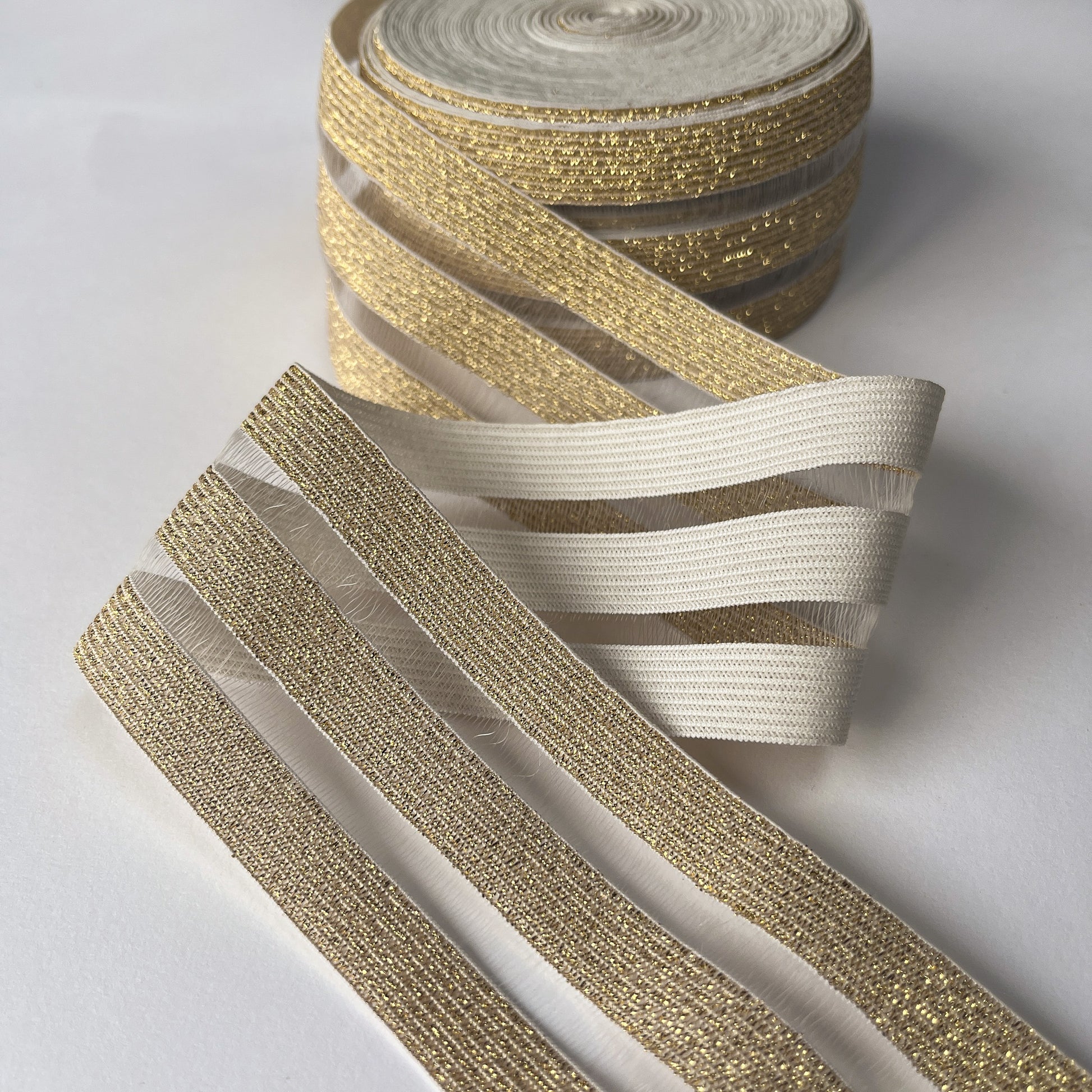 Sheer Gold Stripe Elastic