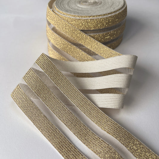 Sheer Gold Stripe Elastic