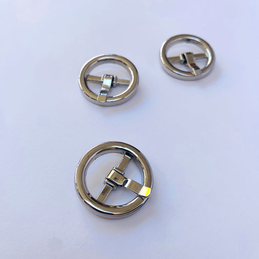 1" Small round prong buckle - silver