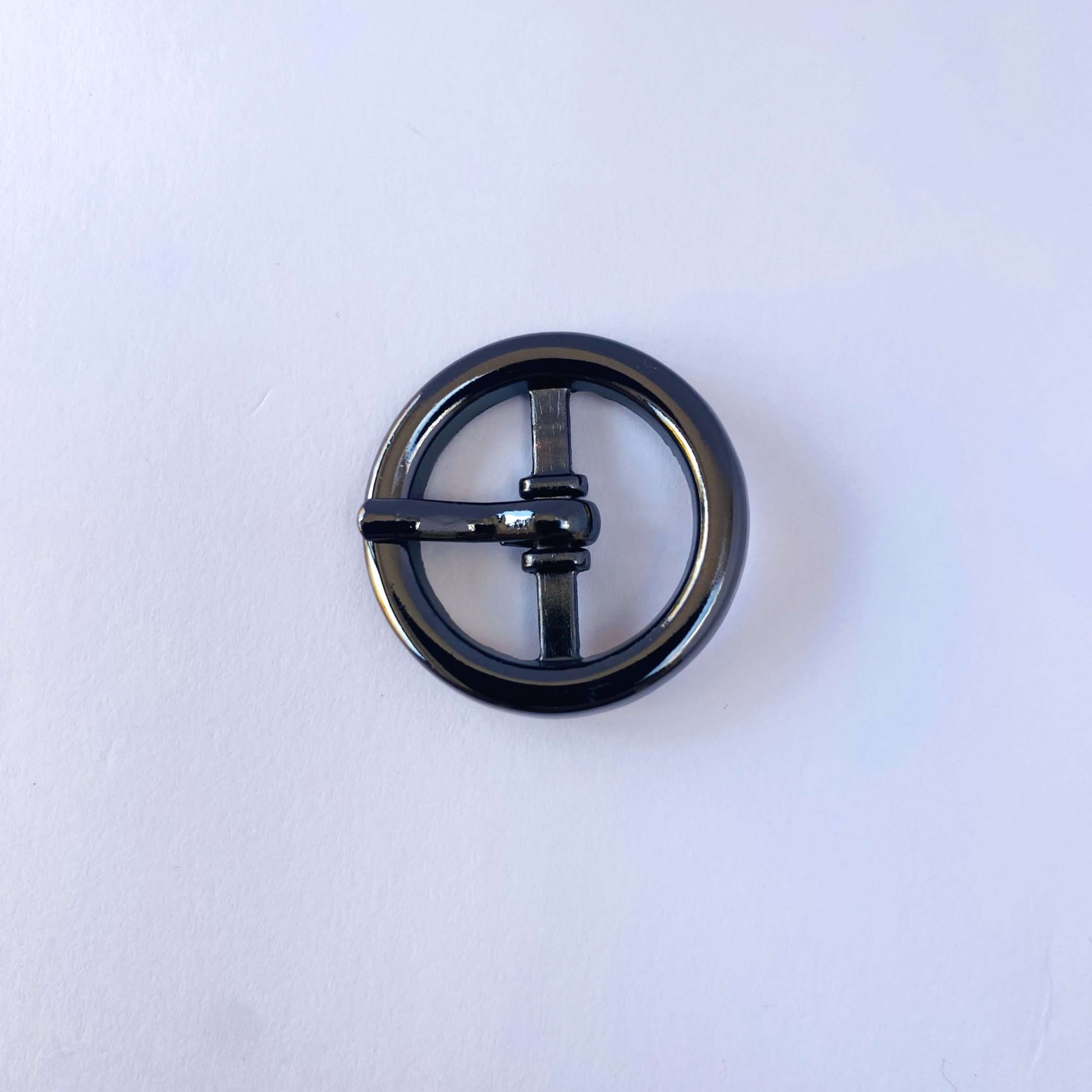 Small round buckle black chrome finish