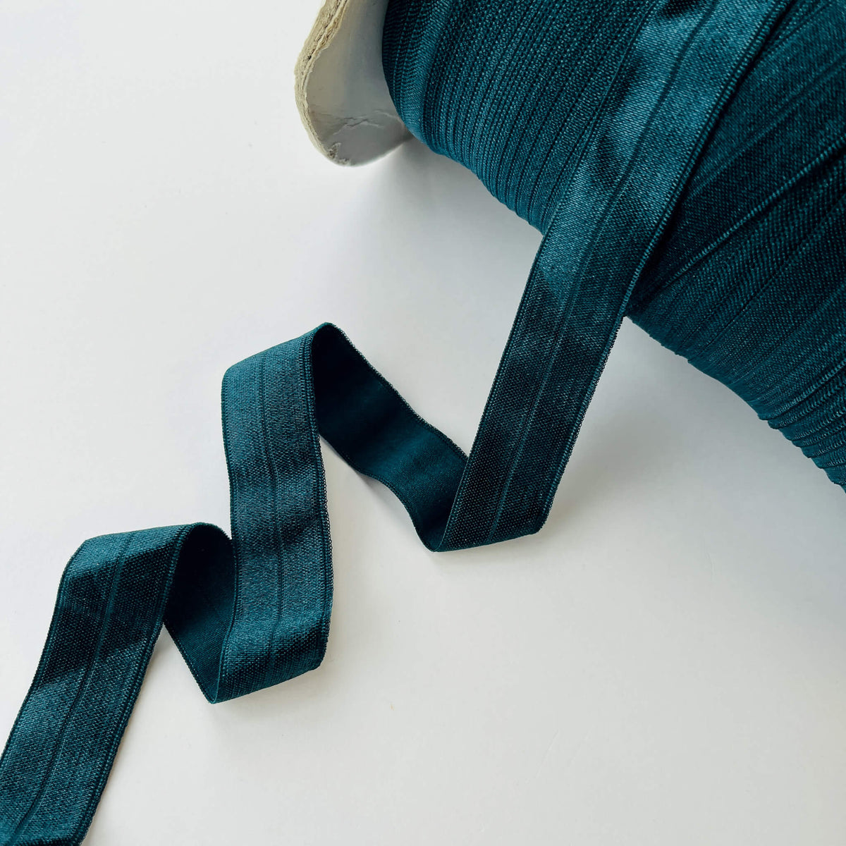 Soft Stretch Satin Fold Over Elastic (FOE) - Teal