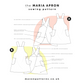 Sewing pattern diagram for a Maria Apron from Maven Patterns, showing front and back pattern layouts labeled A and B with measurement callouts on a white background.