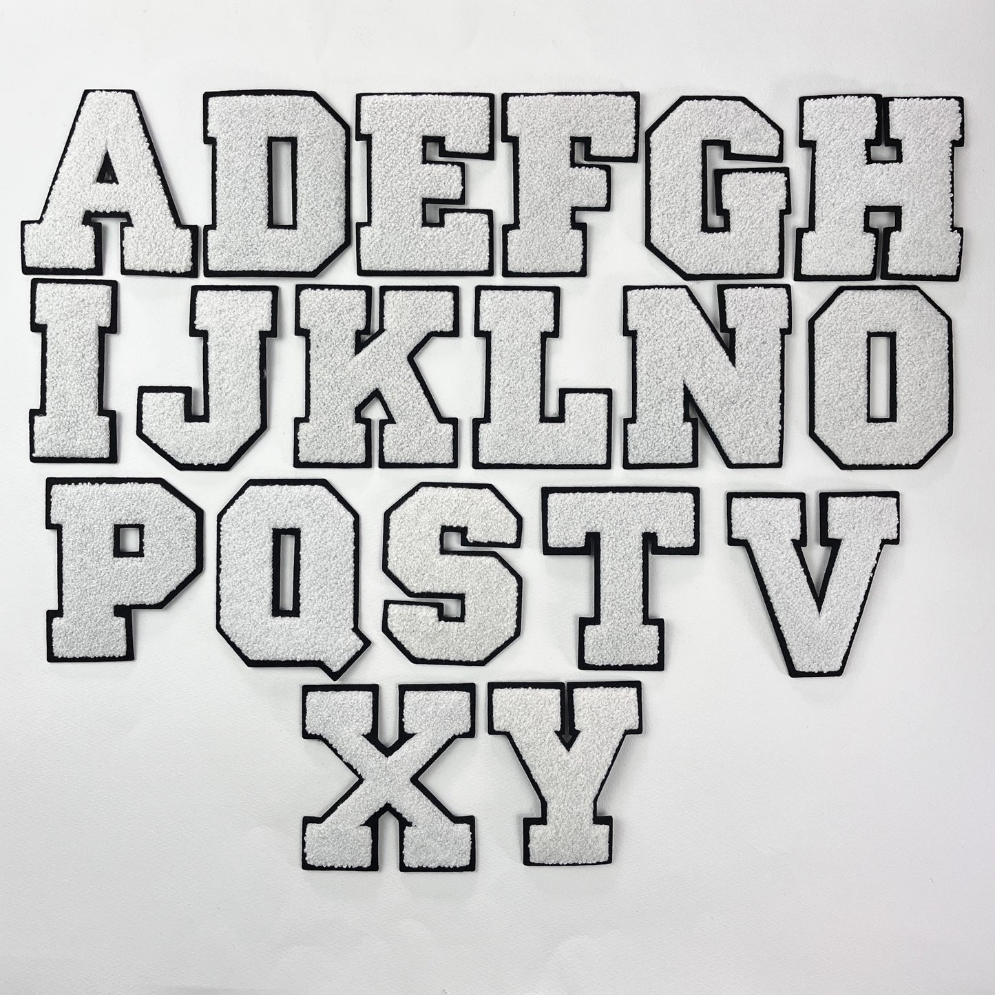 White Chenille Iron On Varsity letters