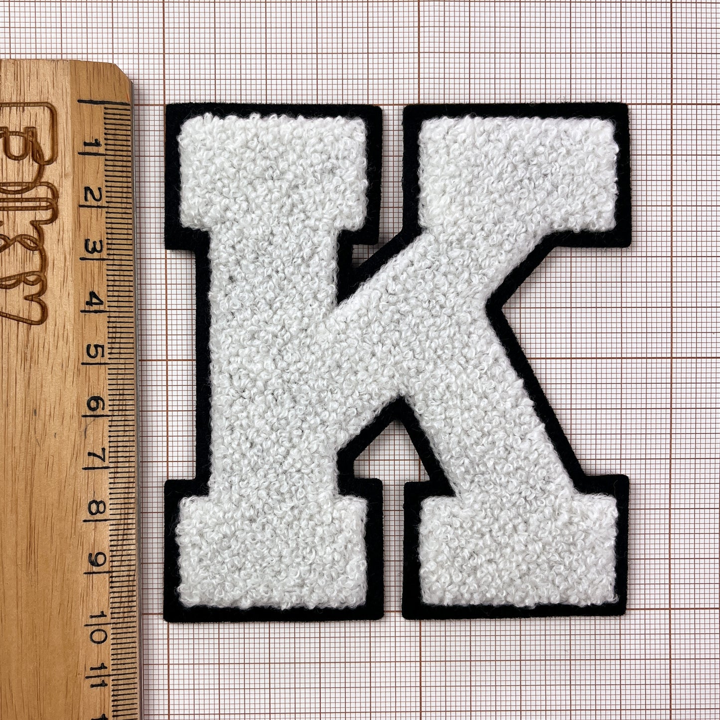 White Chenille Iron On Varsity letters