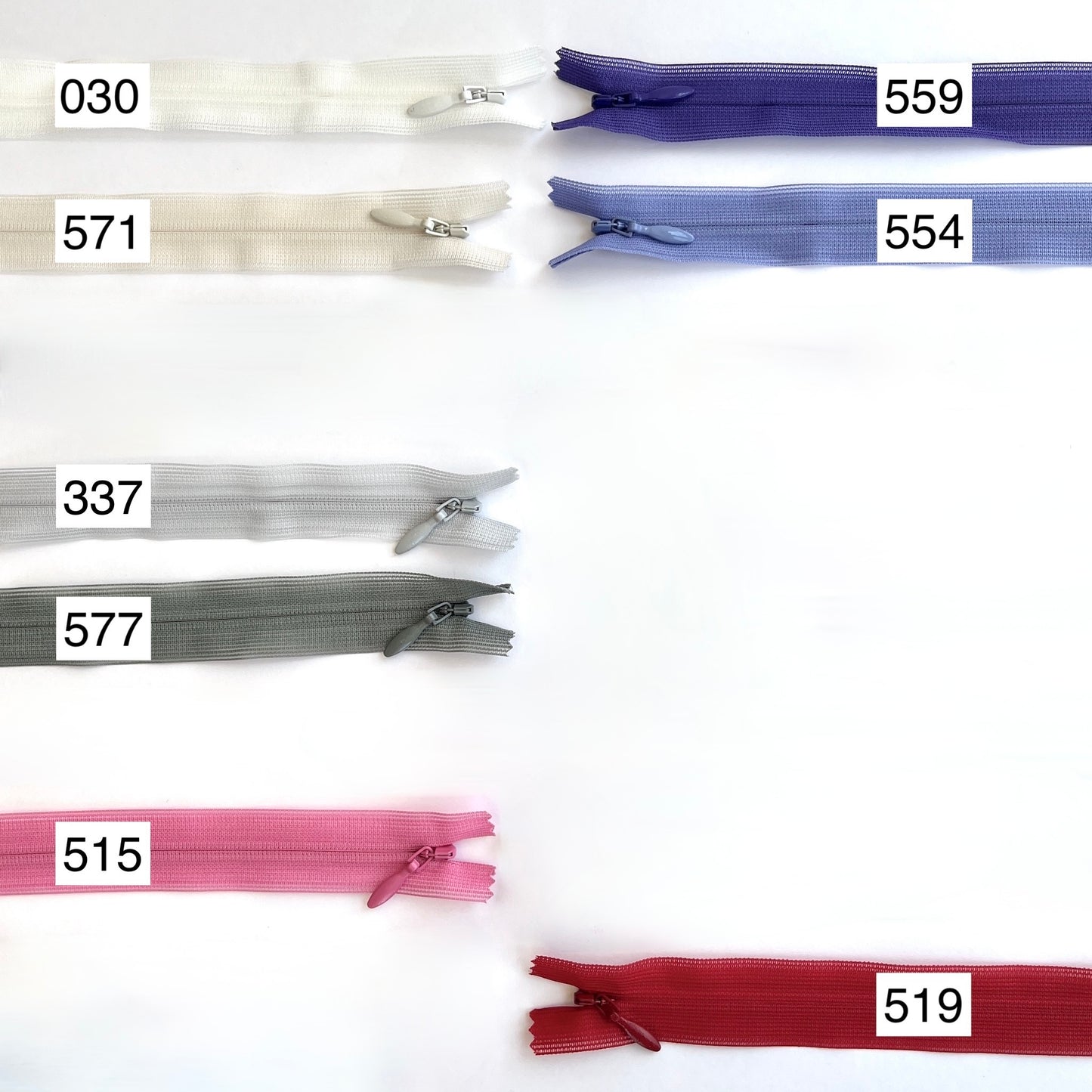 #2 Lightweight Invisible zips By YKK - 23cm (9") - Kleins Haberdashery