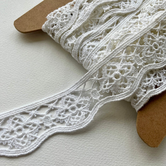 Scalloped Guipure lace trim with matt finish