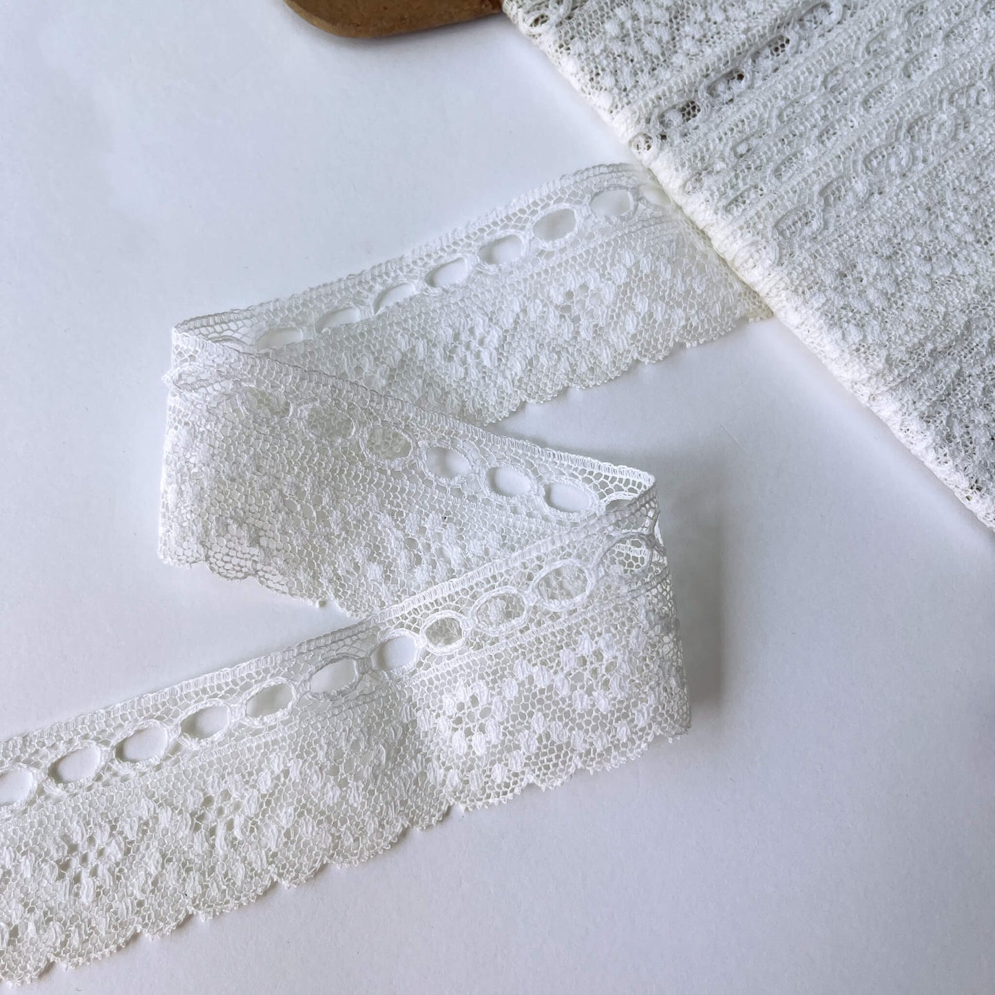 delicate ribbon slot Eyelet Lace Trim - 35mm wide on a white background