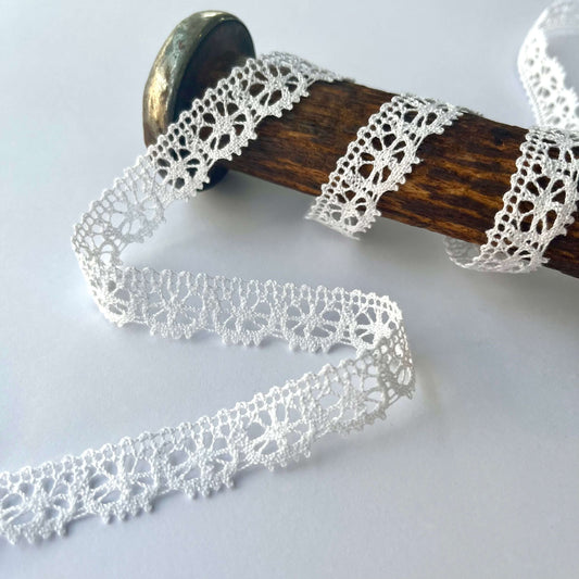 White Cotton Cluny Lace Trim - 13mm wide