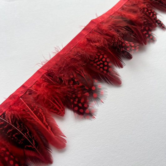 Luxury Pheasant feather fringe trim on a Satin ribbon for easy attachment. Beautifully detailed feather trim that would look incredible added to a jackets, dresses as a statement detail!  Ideal for dressmaking, crafts, millinery, costumes, hat making, fascinators, bridal accessories, headpieces, bags.