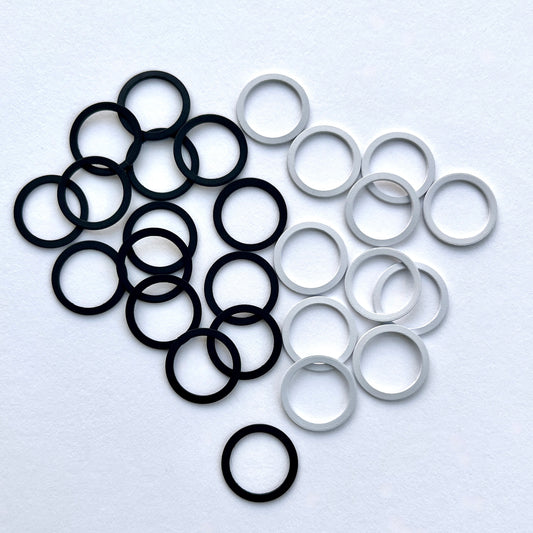 Small metal ring with 12mm internal diameter, Flat Metal Ring. For use within bra making and swimwear. Can be used to make adjustable straps too! White ring or black ring