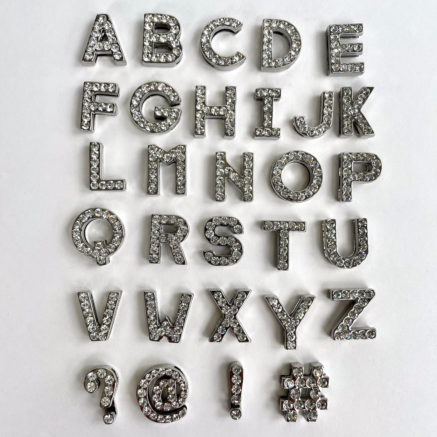 20mm silver diamanté letter charms A-Z