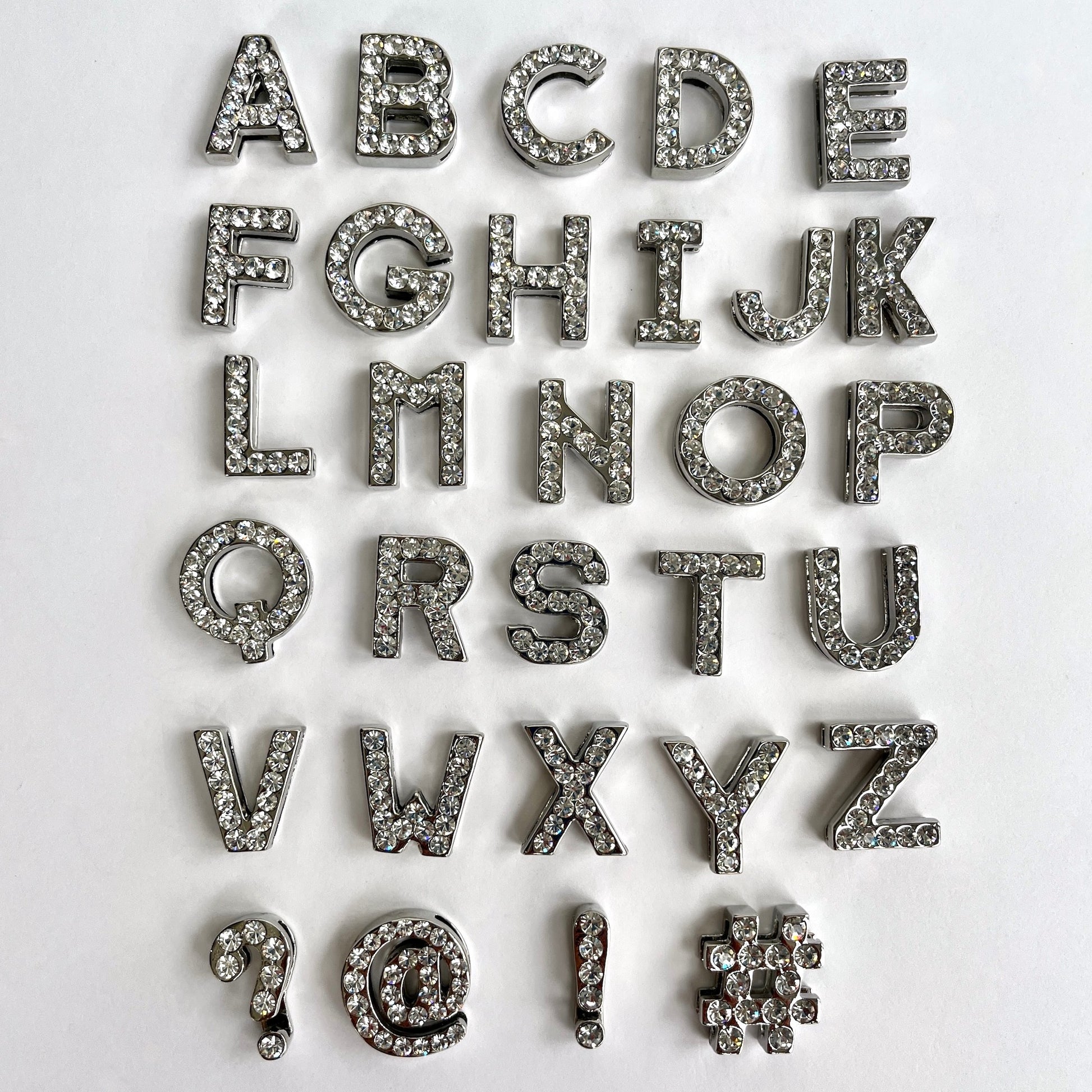 20mm silver diamanté letter charms A-Z