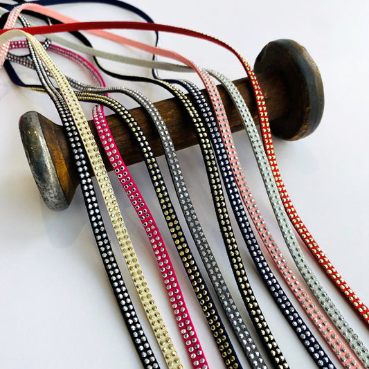 5mm Faux Suede Leather Studded Trim