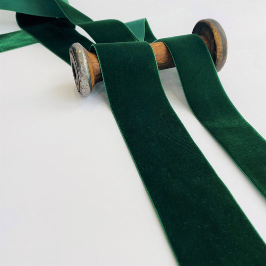 Bottle Green Velvet Ribbon by Klein - Kleins Haberdashery